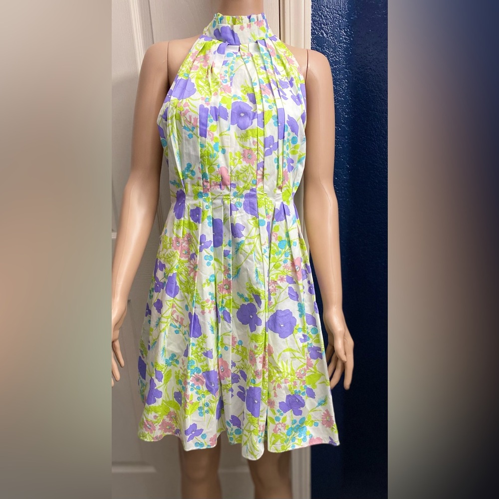 Vibrant Floral Halter Mini Dress
